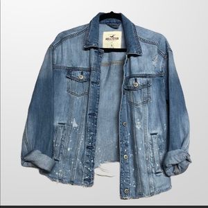 Women's Hollister Distressed Denim Jean Jacket S
